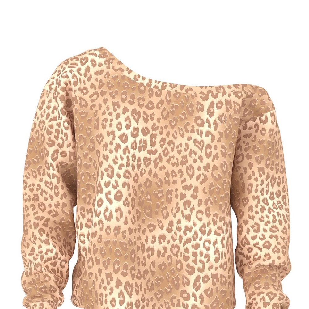 VS PINK Leopard Print Off shoulder Sweatshirt L - Picture 7 of 10